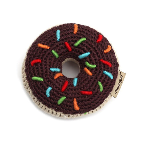 Crocheted Chocolate Donut Rattle