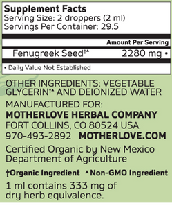 Motherlove Fenugreek Alcohol Free 2oz